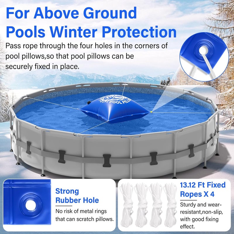 TIXANF 4 x 4Ft Winter Pool Pillow, Thickened Flexible and 0.8mm Double-Layer Hot Melt Process Durable PVC Pool Pillows for Above Ground Pools,Swimming Pool Closing Winter Kit,Rope and Patch Included - Image 3